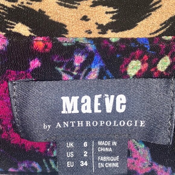 Anthropologie Maeve Womens Morgan Mixed Print SS Dress Size 2 V Neck - Picture 10 of 10